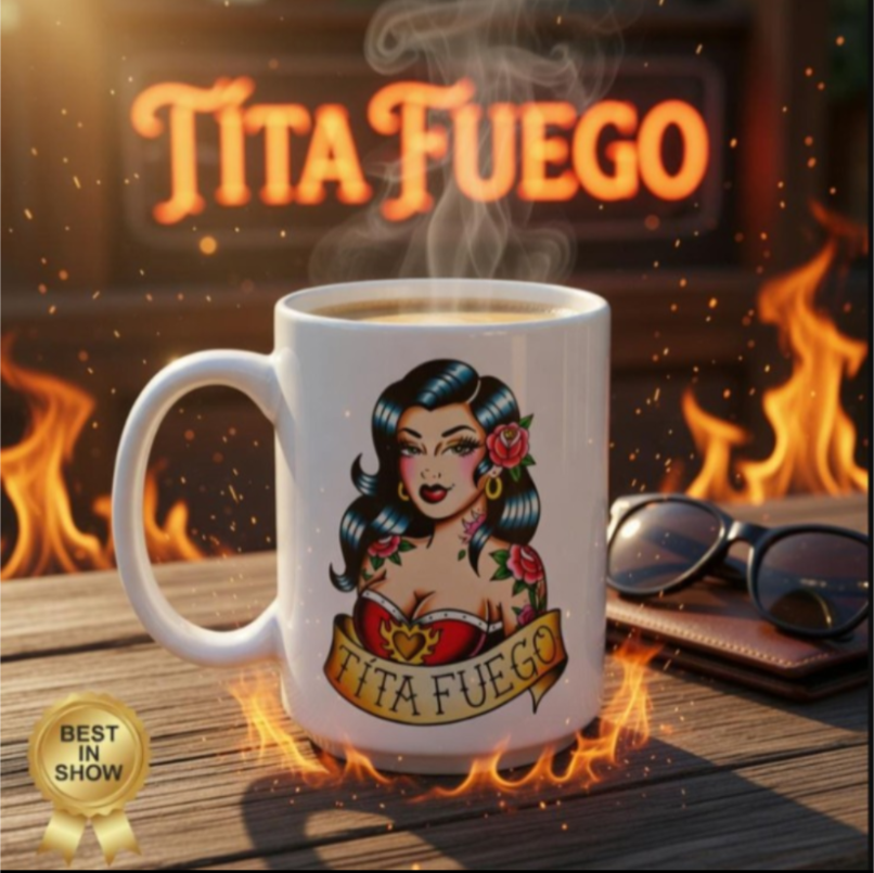 Tita Fuego "Hot Auntie" Old School Tattoo Ceramic Mug 15oz