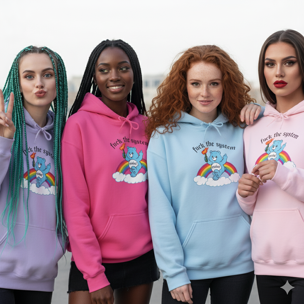 Hoodie Sweatshirt Anti-Fascist Rainbow Bear Protest Unisex